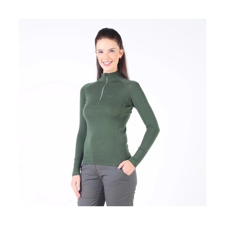 Vega – damska koszulka 100% wełna merino z zamkiem YKK (195 g/m²)